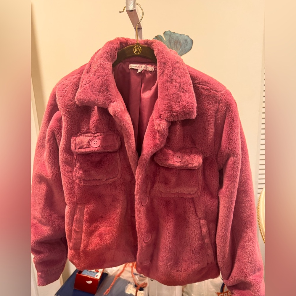 Crave Fame Vibrant Pink short faux fur Jacket